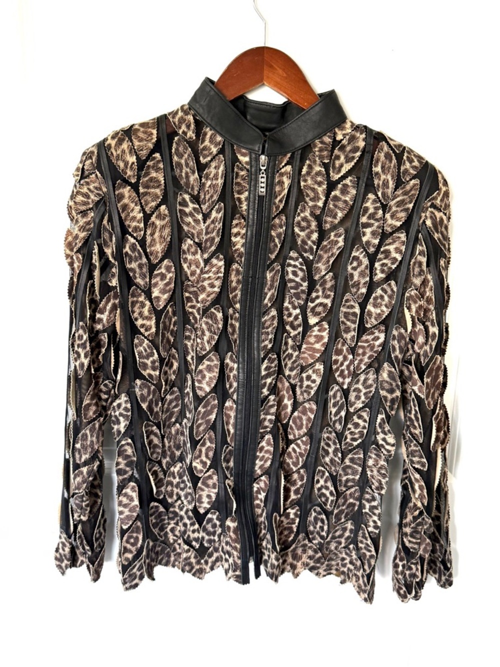 Dakota West Leather Leaf Mesh Jacket Size Extra Large